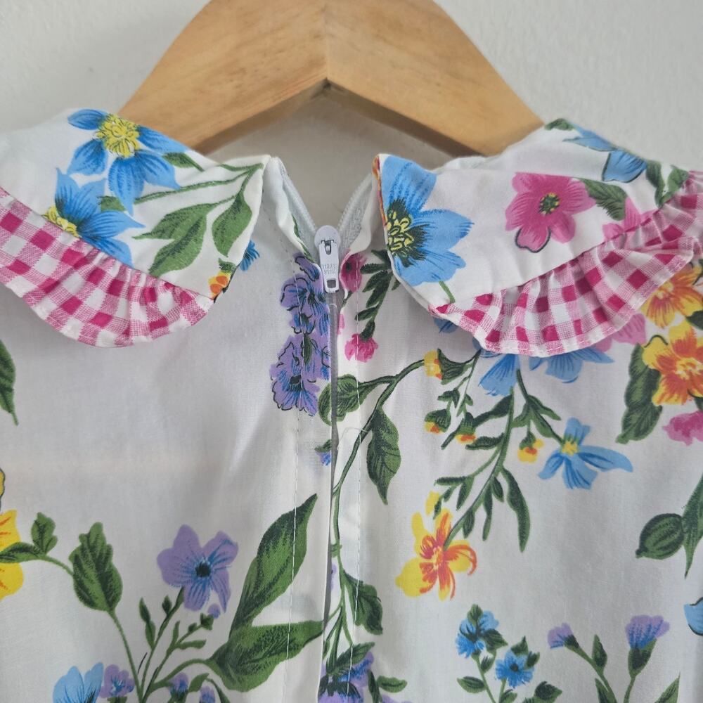 Vintage Rachel's Kids Girls Dress Size 8 Floral Gingham Pink Cottage Romantic - Picture 5 of 9